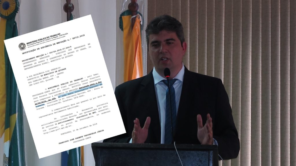 Ministério Público do Trabalho notifica prefeito interino de Quixadá para explicar atrasos salariais
