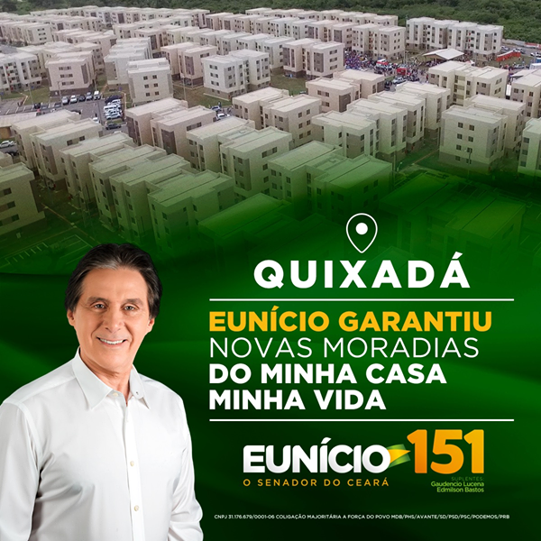 Imagem do que seria o residencial Rachel de Queiroz, em Quixadá, divulgada pela campanha de Eunício Oliveira. 